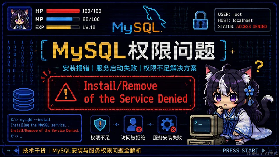 安装 MySQL 服务时提示 Install/Remove of the Service Denied - 封面图